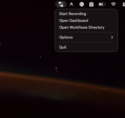 AI Mime menu bar record controls